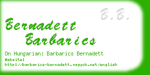 bernadett barbarics business card